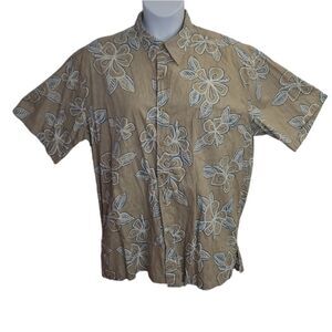 COOKE ST Honolulu reverse floral print Hawaiian button up short‎ sleeve shirt XL